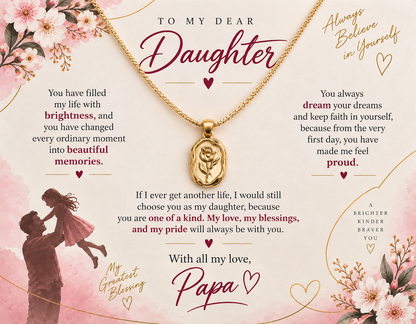 To My Dear Daughter - Rose  Necklace
